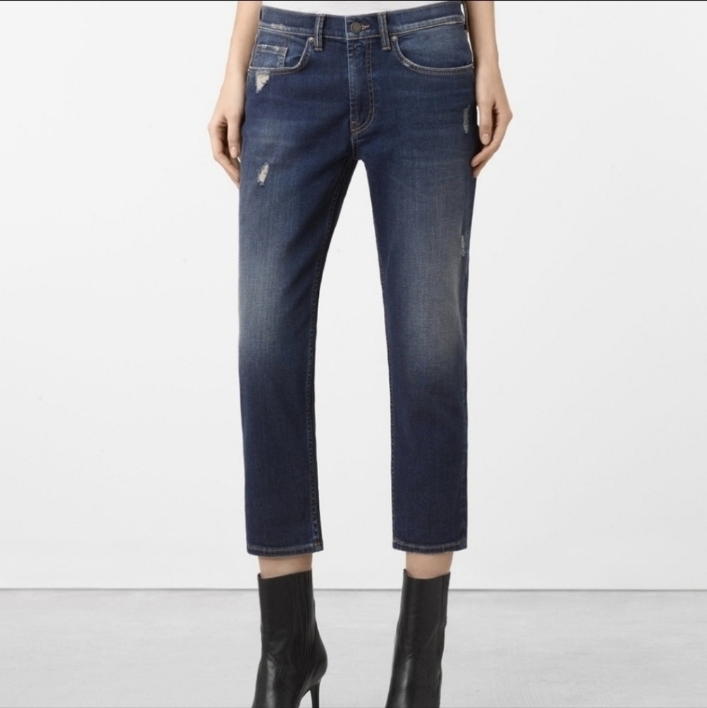 All saints jett boybriend raw hem jeans
